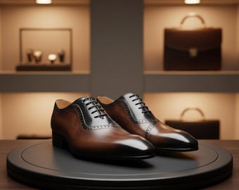 Handmade Brown Leather Oxford Shoes: Italian Style Brogues