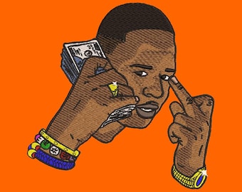 Money Talk Embroidery Design – Digital Download File – Hip Hop Inspired Design – Hand and Cash Embroidery – Instant Download