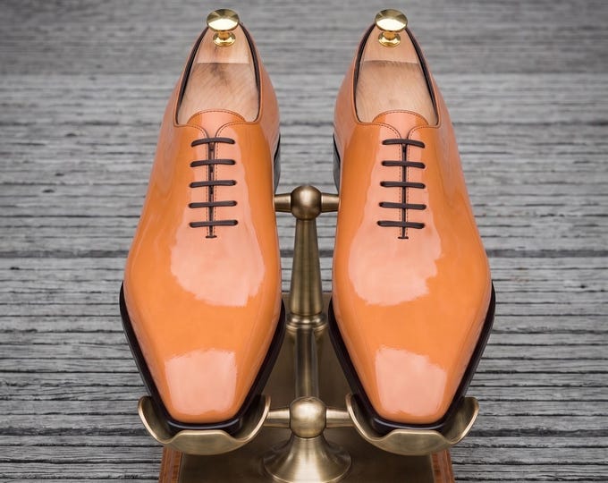 Handmade Tan Leather Oxford Shoes for Men