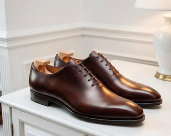 Handcrafted Brown Leather Wholecut Oxford Shoes: Bespoke Wedding Style