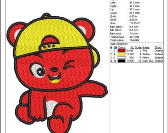 Panda Bear Embroidery Design: Cartoon Animal with Hat (PES DST EXP)