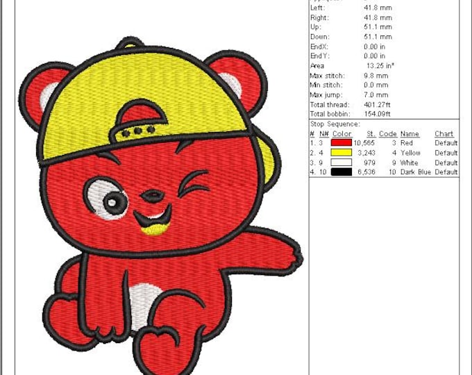 Panda Bear Embroidery Design: Cartoon Animal with Hat (PES DST EXP)