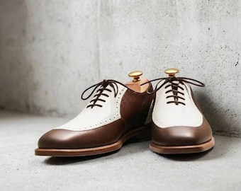Handmade Two-Tone Leather Oxford Shoes | Custom Dress Shoes