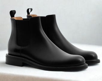 Handmade Men’s Leather Chelsea Boots – Barefoot-Inspired Combat Boots | 90s Costume, Wedding, Minimalist Style | Handmade Boots Men