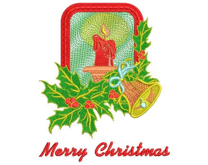 Christmas Candle Applique Embroidery Design | Holiday Machine Pattern (Digital Download)