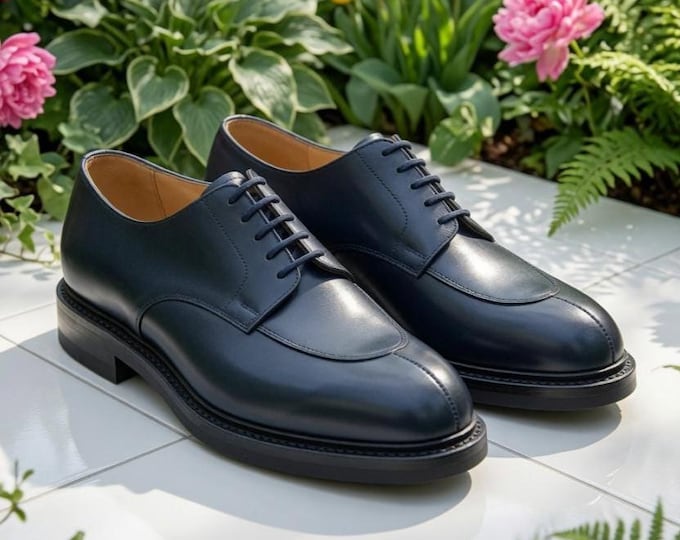 Handmade Black Leather Oxford Shoes for Men | Classic Formal Dress Shoes