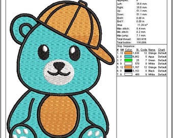 Polar Bear Embroidery Design: Boy with Orange Hat (PES, DST, EXP)