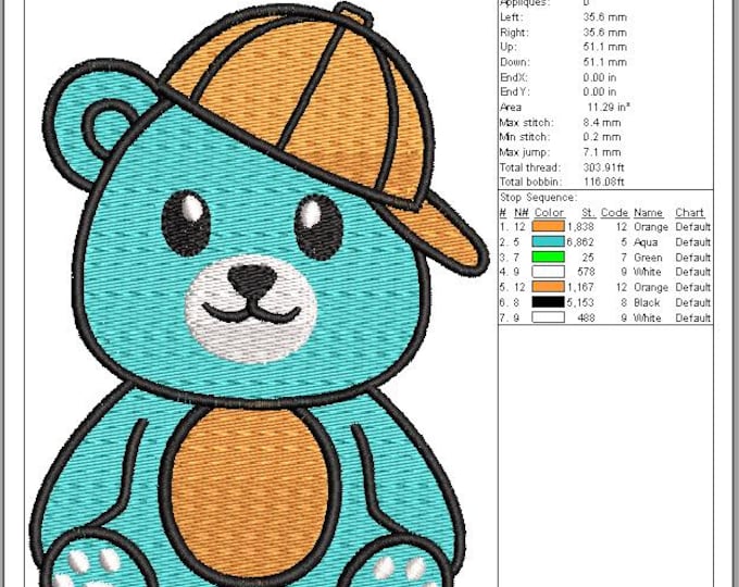 Polar Bear Embroidery Design: Boy with Orange Hat (PES, DST, EXP)