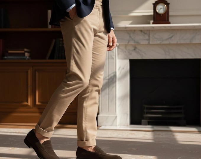 Handmade Brown Suede Penny Loafers: Italian Leather Slip-On Dress Shoes