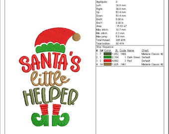 Santa’s Little Helper Embroidery Design – Christmas Machine Embroidery File | Holiday Stitch Pattern