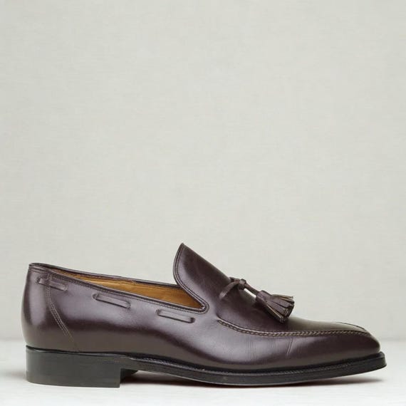 Men’s Brown Leather Tassel Loafers - Classic Slip-On Dress Loafers Handmade Brown Leather Tassel Loafers: Men main image 3