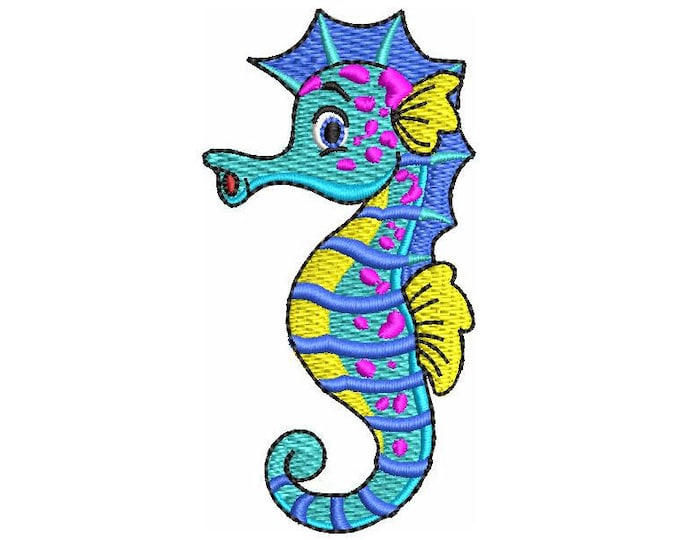 Sea Horse Embroidery Design: Ocean Animal Machine Embroidery File (DST PES JEF & More)