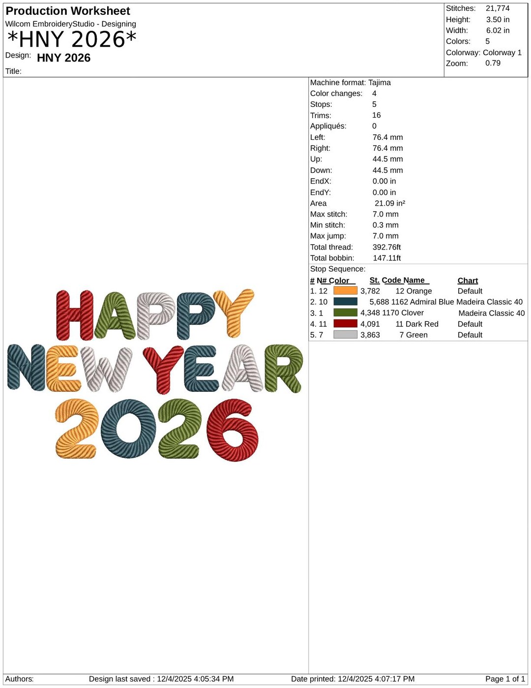 Happy New Year 2026 Embroidery Design | Holiday Stitch File (instant ...