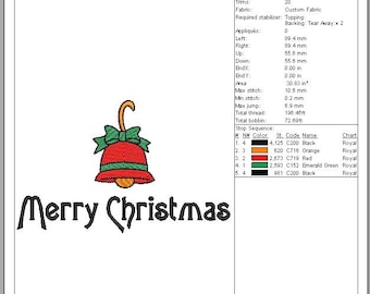 Christmas Bell Embroidery Design: Festive Holiday Machine File (Digital Download)