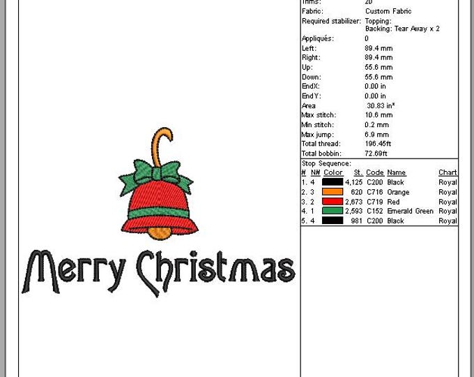 Christmas Bell Embroidery Design: Festive Holiday Machine File (Digital Download)