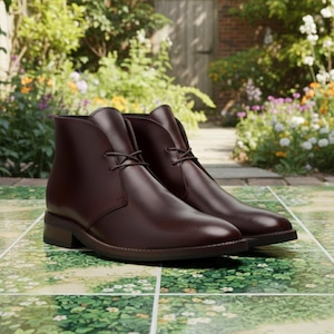 Handmade Brown Leather Chukka Boots | Men's Ankle Dress Boots
