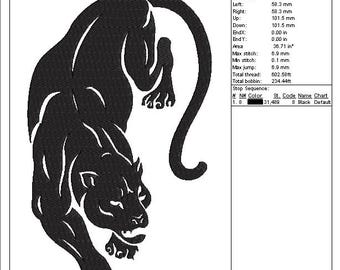 Jaguar Embroidery Design: Black Panther Machine Embroidery (Digital Download)