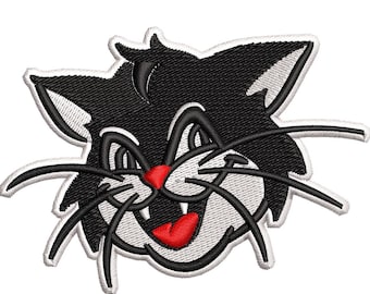 Cat Embroidery Design File | Cartoon Cat Face Machine Embroidery | Instant Download | PDF, DST, EMB Formats