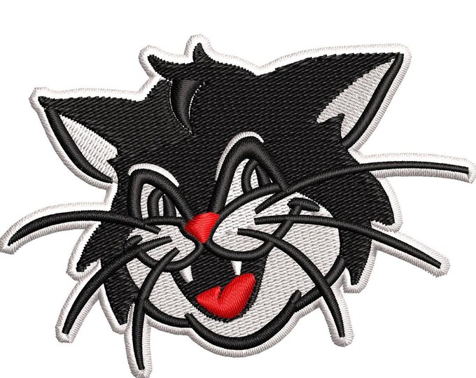 Cartoon Cat Face Embroidery Design: Machine Embroidery File (PDF, DST, EMB Formats)