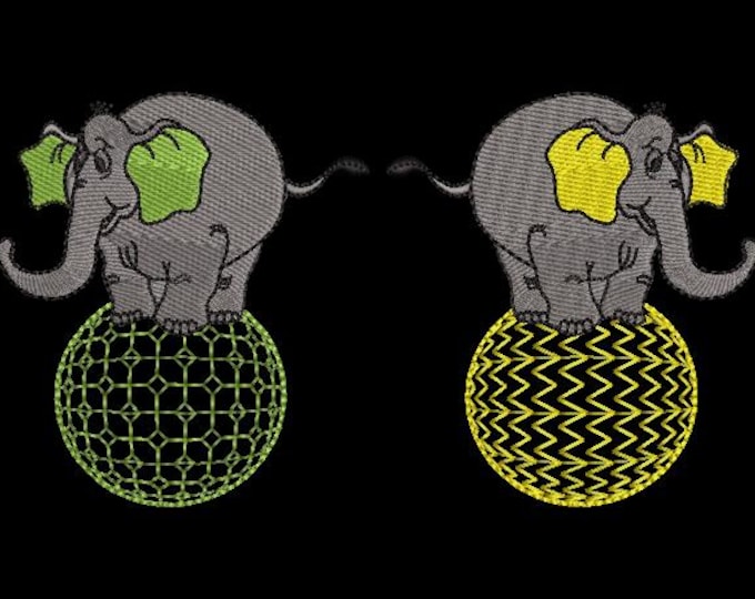 Circus Elephant Embroidery Design – Colorful Ball Pattern (Instant Download)