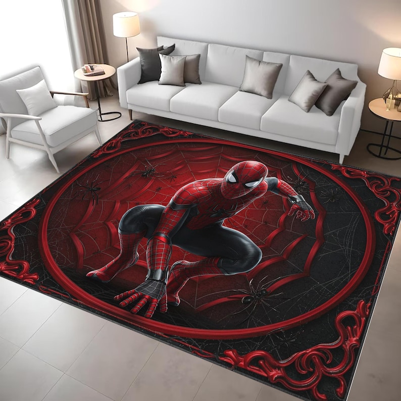 Spider Man Rug: Red Black Web, Comic Superhero Hero, Spiderman Avengers ...