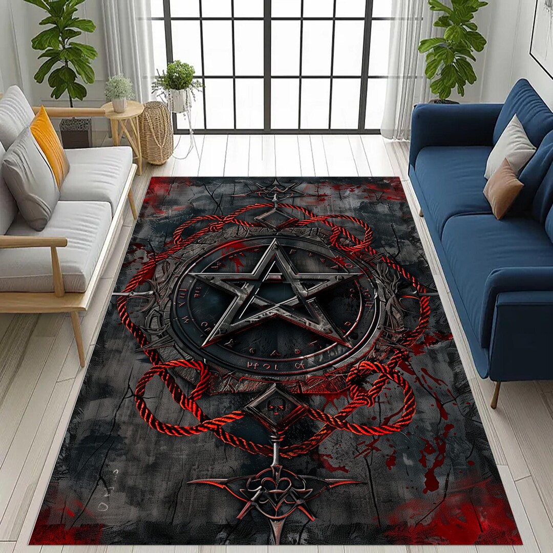 Occult Pentagram Rug: Gothic Magic Circle, Witchcraft Esoteric Symbol ...