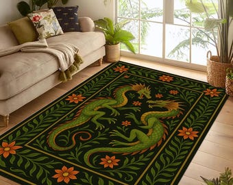 グリーンドラゴンラグ：華やかな中世ファンタジー神話、ダーク