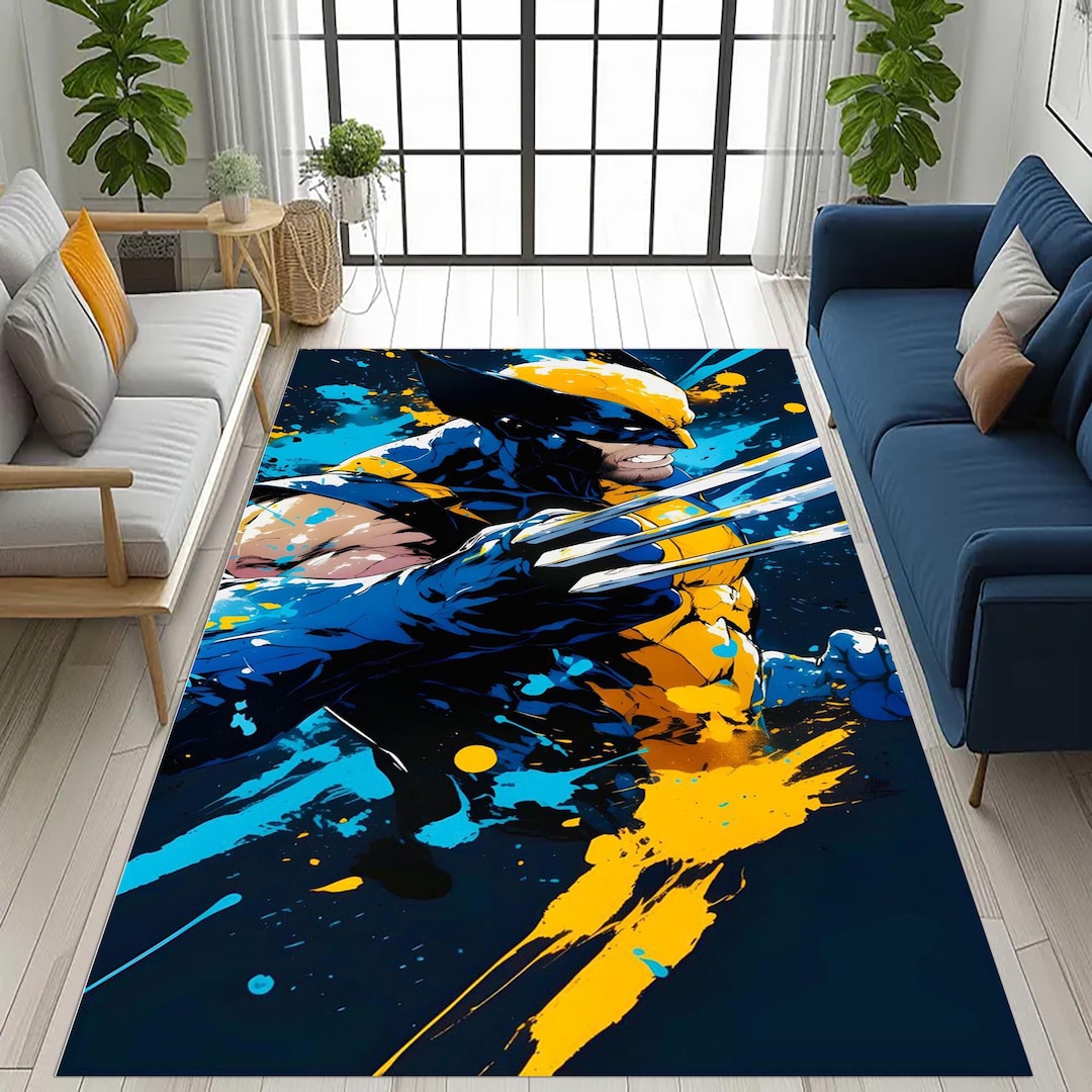 Wolverine Rug Duster Wolverine Comic Rug: Superhero Fan Gaming, Hero Character Colorful ...