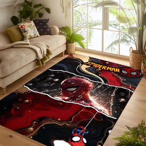 Spider Man Rug,Superhero Rug,Comic Hero Rug,Spider Man Wall Art Rug,Kids Room Hero Rug,Gamer Room Spider Man Rug,Living Room Hero Rug
