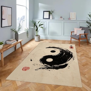 yin yang rug,zen rug,tao rug,spiritual rug,balance rug,black white rug,asian rug,oriental rug,meditation rug,harmony rug,peace rug