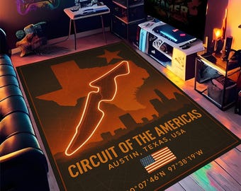 Racing Map Rug: Motorsport Speed Circuit , Modern Race Track Design Carpet Decor Gaming Room
