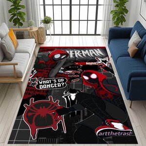 Miles Morales Spiderman Rug: Spider Verse Comic Spider man,Web Superhero, Gamer Hero   Carpet