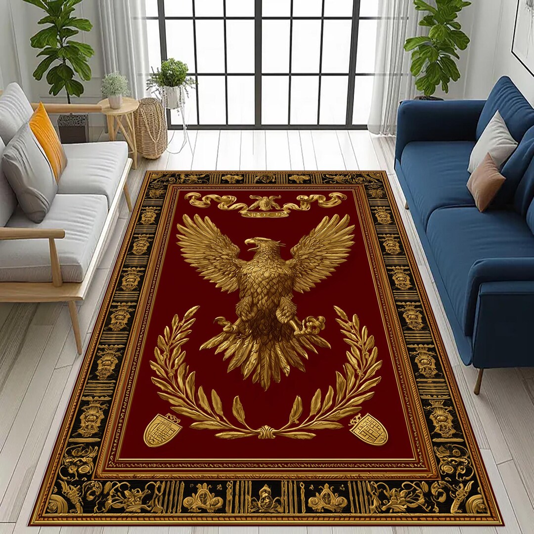 SPQR Roman Empire Rug: Golden Eagle, Imperial Laurel Wreath, Regal ...