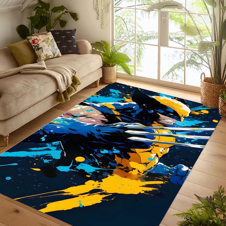 Wolverine Rug Duster Wolverine Comic Rug: Superhero Fan Gaming, Hero Character Colorful ...
