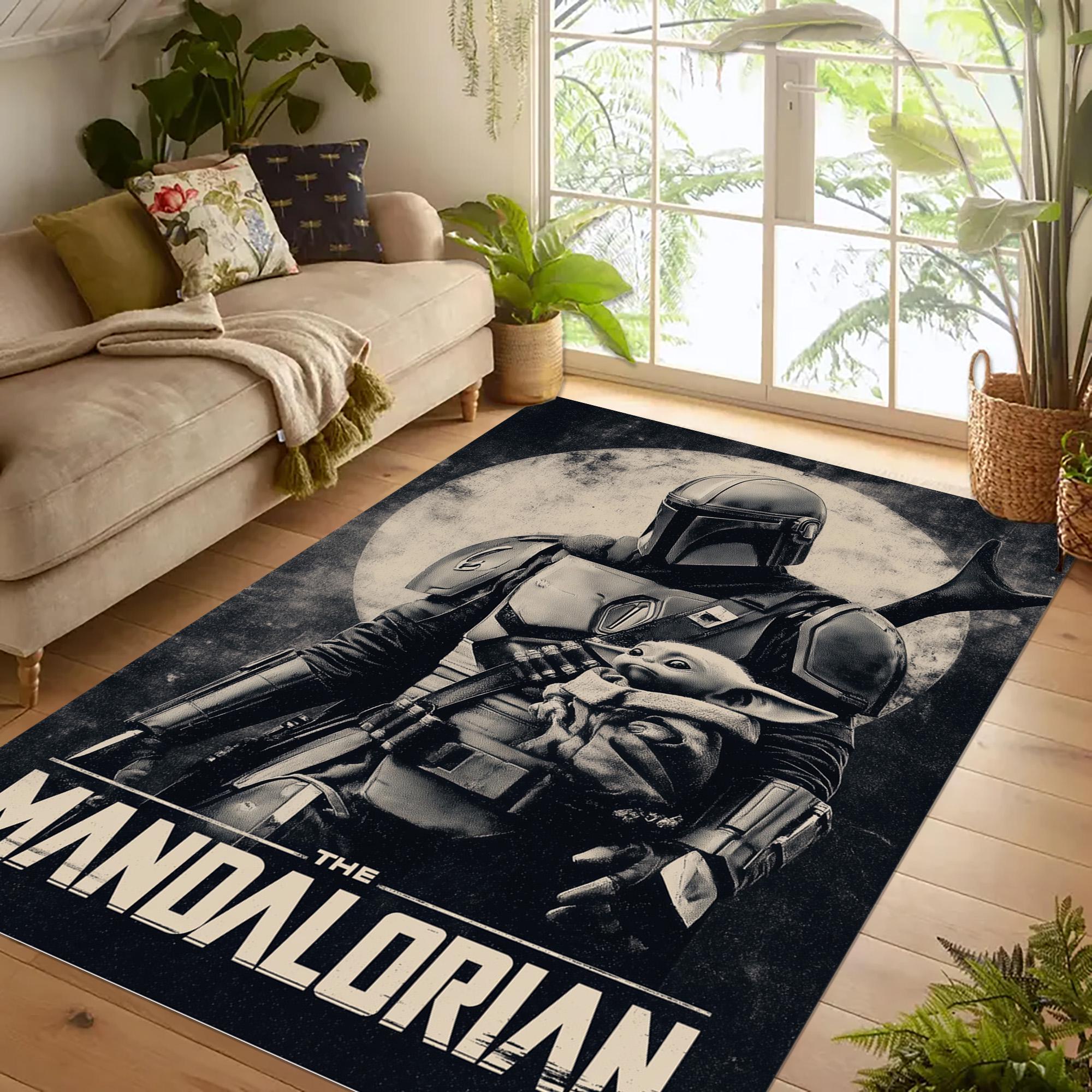 Star Wars Mandalorian Rug: Grogu Baby Yoda , Retro Galactic Sci-fi ...