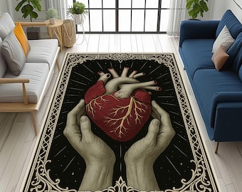 Anatomisch hartkleed: gotisch donker romantisch mens, anatomisch symbool, esoterisch mystiek artistiek decortapijt