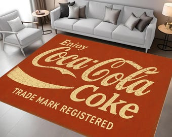 コカ・コーラ レトロラグ：クラシックな赤いロゴのカーペット