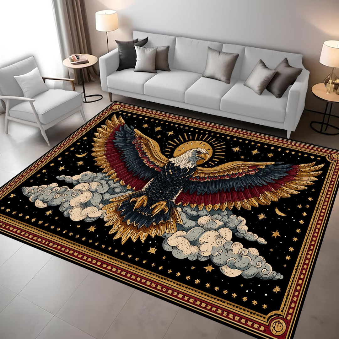 Celestial Animal Eagle Rug: Traditional American Tattoo Majestic Bald ...