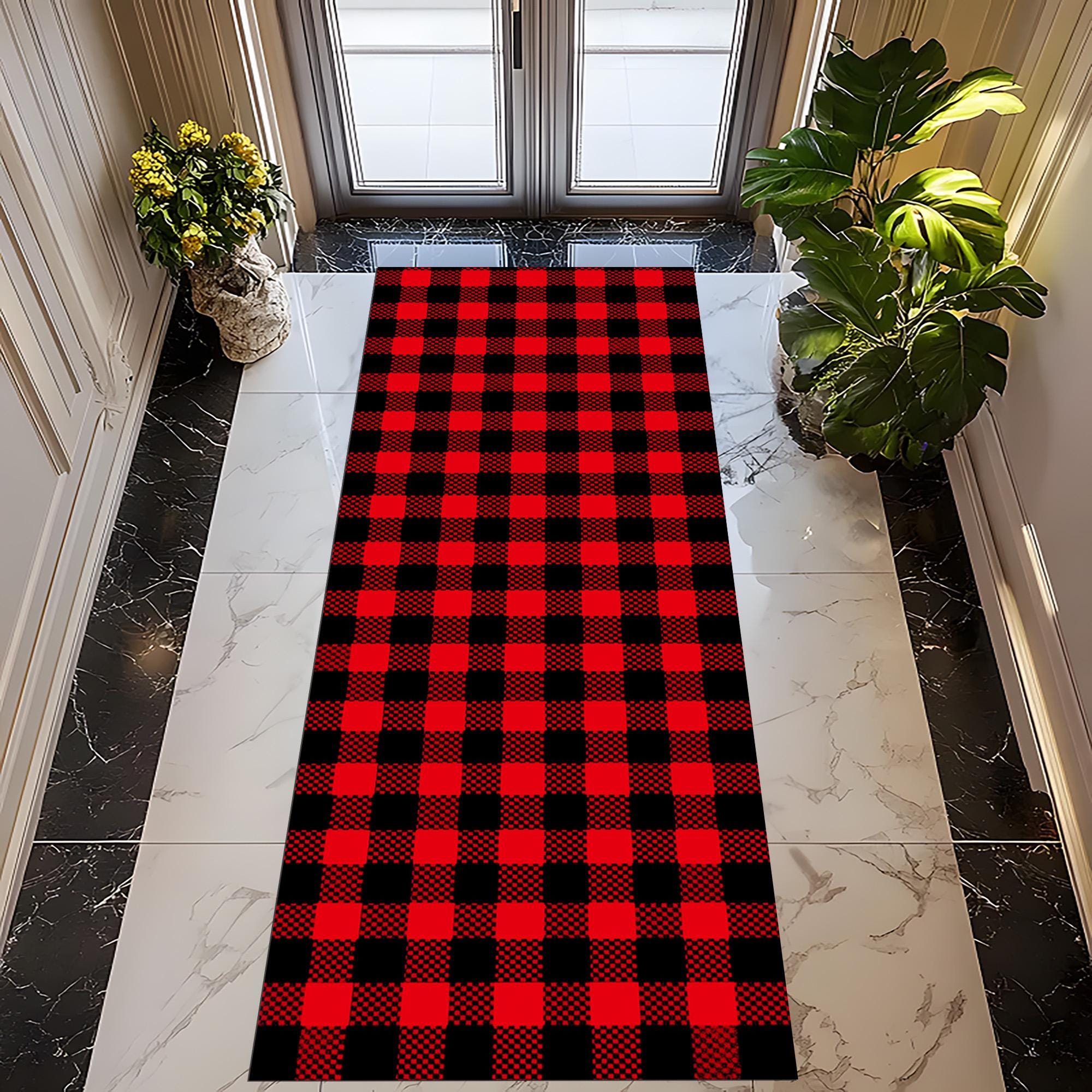Buffalo Plaid Rug Runner Red Black Checkered Carpet Rustic Cabin Style ...