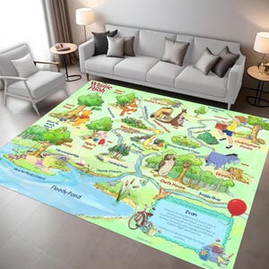 Pooh Karte Kinderzimmer Teppich - Winnie Pooh Spielmatte Neugeborenen - Märchen Bär Teppich - Hundred Morgen Holz Karte - Winnie Puuh Dekor