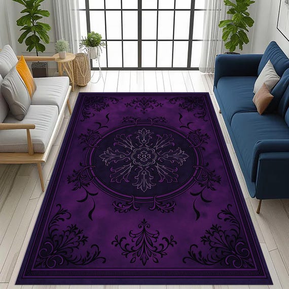 Purple Gothic Medallion Rug: Ornate Baroque Victorian , Royal