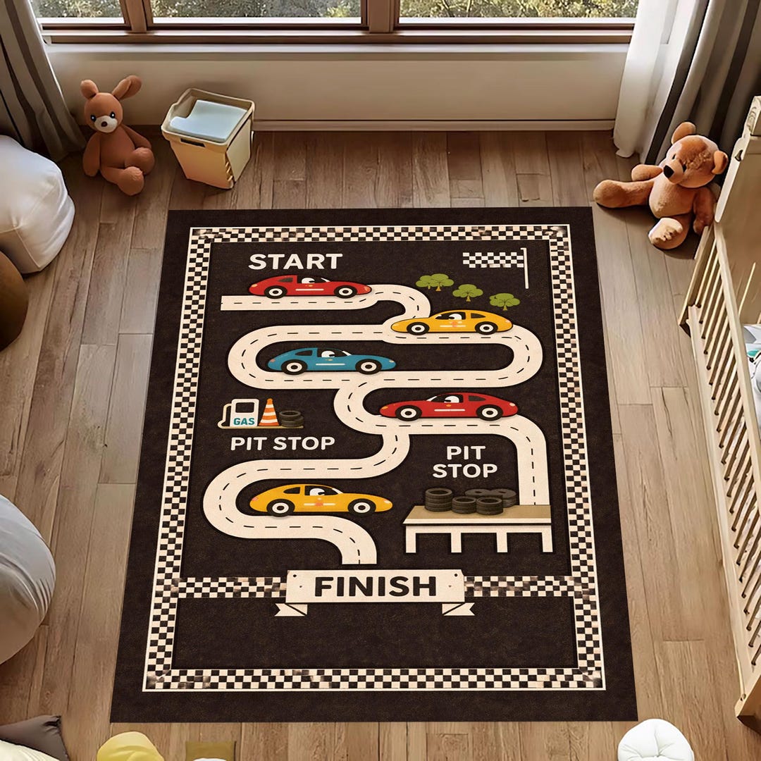 Car Racing Rug Kids Kids Racing Rug: Colorful Car Track Carpet, Playroom Game Road Design ...