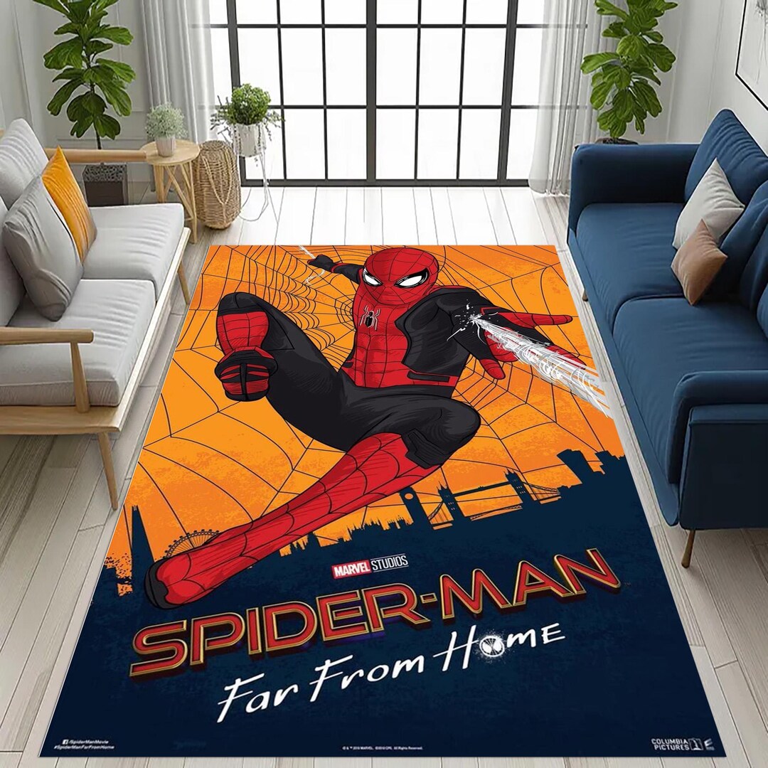 Spider-man Rug: Spider Man Superhero Comic Web, Red Black Hero Kids ...