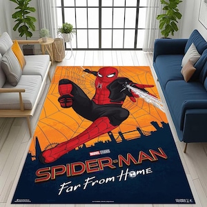 Spider Man Rug,Superhero Wall Art Rug,Spider Man Web Rug,Kids Room Superhero Rug,Gamer Room Spider Man Rug,Comic Hero Design Rug