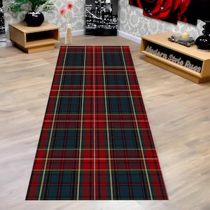 ミッドセンチュリーレトロサンパスラグ：オレンジブラック幾何学模様