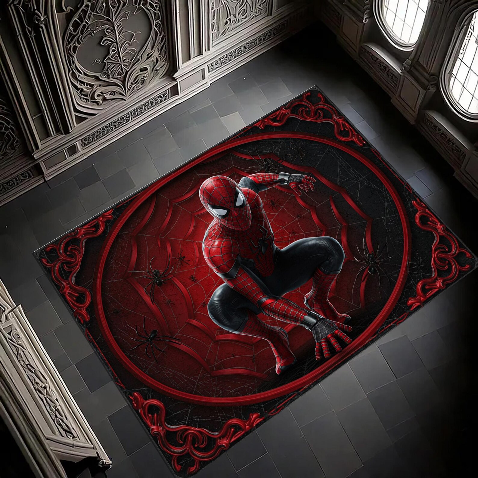 Spider Man Rug: Red Black Web, Comic Superhero Hero, Spiderman Avengers ...