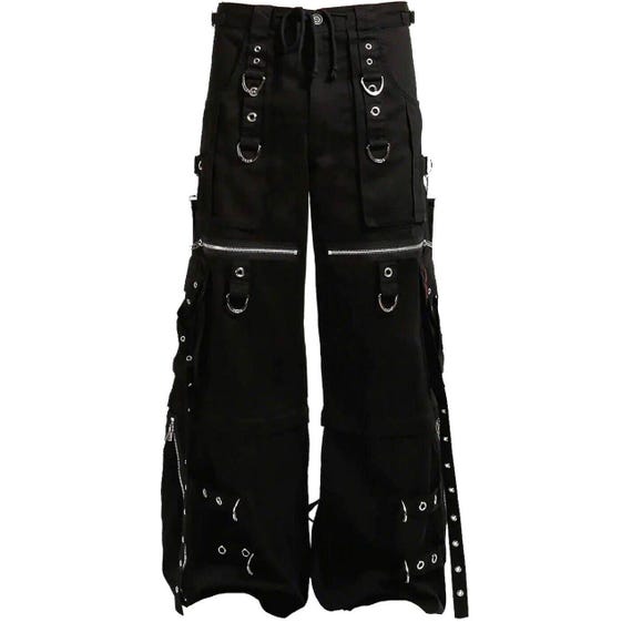 Unisex Gothic Apocalyptic Black Punk Rock Emo Tripp Pants | Cyber