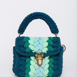 Handmade Multicolor Crochet Shoulder Bag: Colorful Knit Clutch