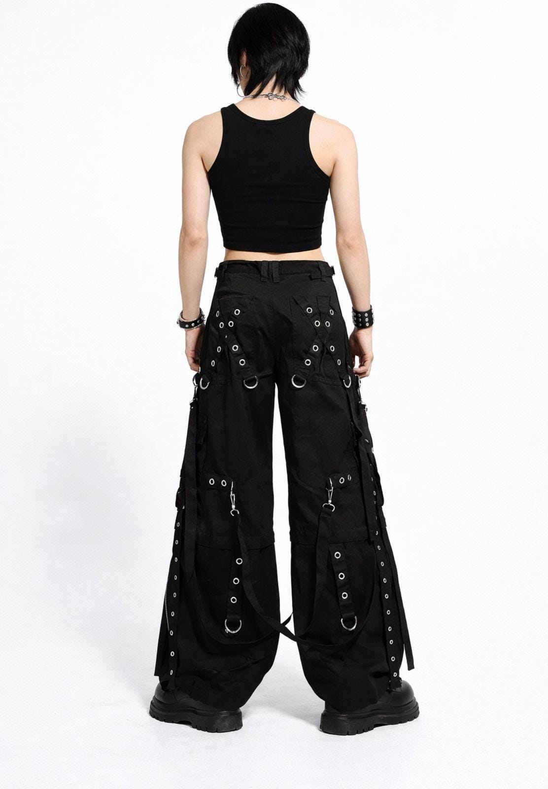 Unisex Gothic Apocalyptic Black Punk Rock Emo Tripp Pants | Cyber