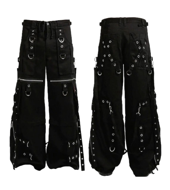 Unisex Gothic Apocalyptic Black Punk Rock Emo Tripp Pants | Cyber